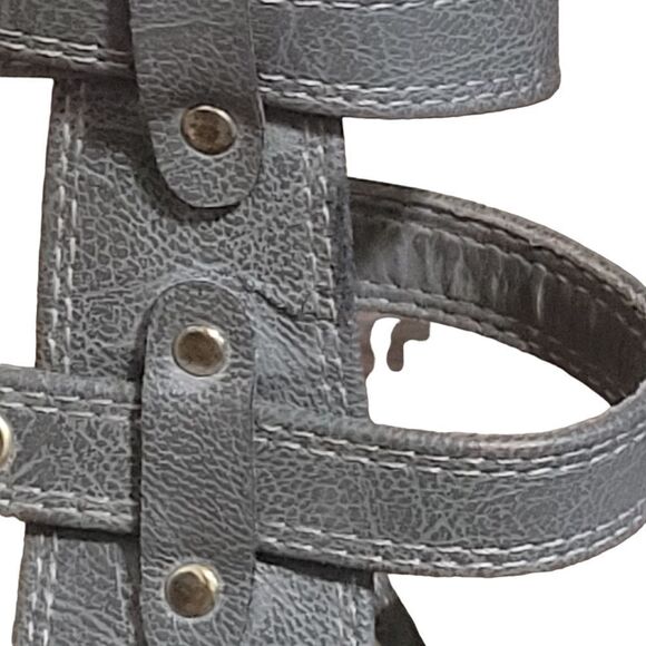 Grey Strappy Studded Wedge - Picture 10 of 11